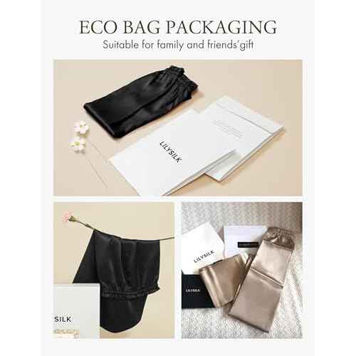 LilySilk Extra Long Silk Bonnet Sleep Cap for Women Soft Adjustable Hair Bonnet for Braids,Curly,Long Hair- Soft Elastic Band, Black