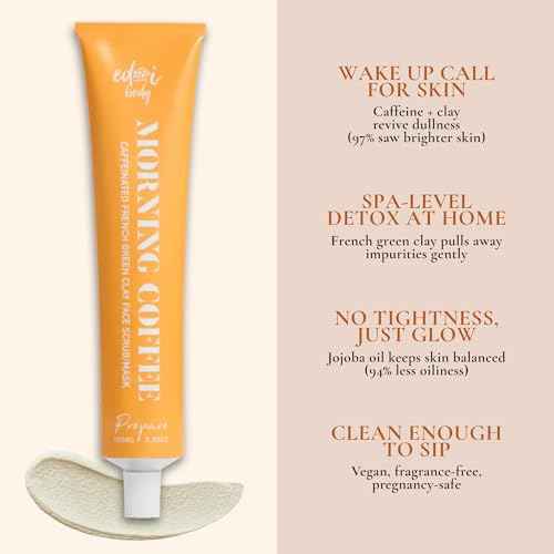 ed&i Morning Coffee 2 in 1 Face Scrub & Mask ? With French Green Clay and Coffee Extract, Gentle for Skin, Facial Skin Care, Skincare Clay Mask for Pores, 3.38 oz