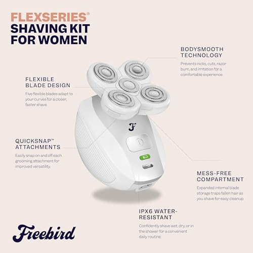 Freebird FlexSeries Electric Razor for Women - Silk Smooth Legs, Body Hair, & Pubic Shaver - for Private Area, Sensitive Skin, Bikini Trimmer