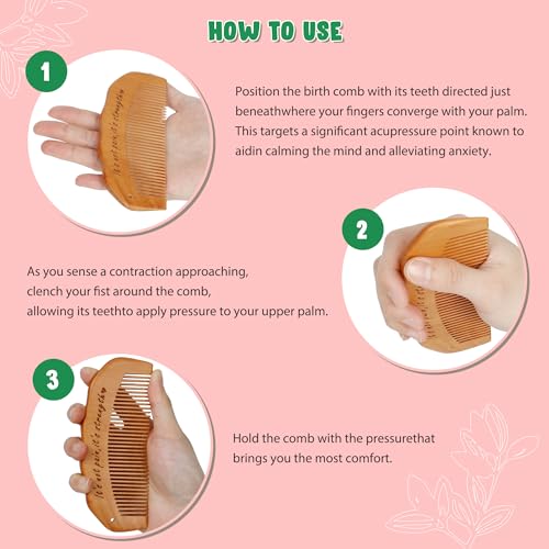 Natural Wooden Labor Comb for Pain Relief During Childbirth