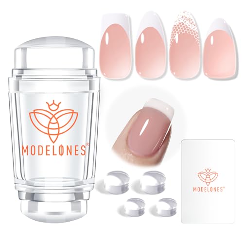 modelones French Tip Nail Stamper Kit 6Pcs with Variations B-Clear-1