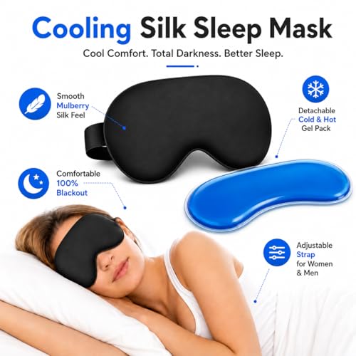 Cooling Sleep Mask with Mulberry Silk & Gel Pack