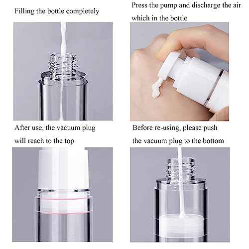 Qeuly 3 Pack Airless Pump Bottles 0.5 oz Travel Size Pump Bottle Lotion Container Refillable Cosmetic Pump Dispensers for Foundation Moisturizer Shampoo Toiletry (SN-15)