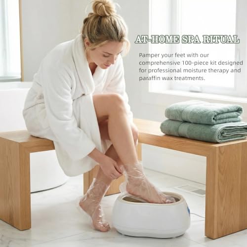 Disposable Plastic Booties for Moisturizing Feet & Paraffin Wax - 100 Pack