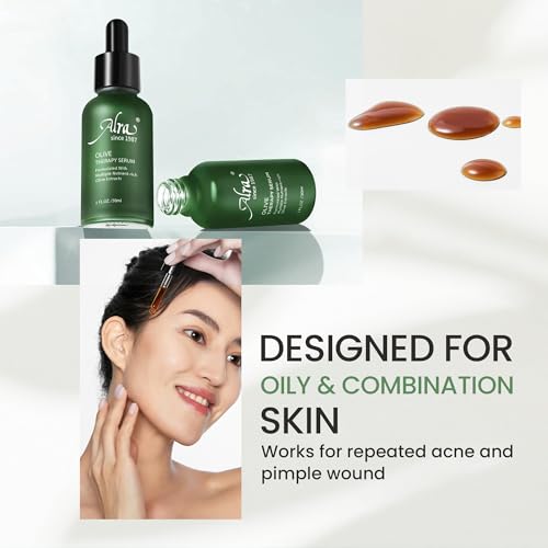 Alra Olive Therapy Serum for Face, Face Serum with 22% Olive Extracts, Reduces Redness & Acne, Rapidly Clear Breakout for Teens Adults, fit Oily & Acne-Prone Skin, 1 fl oz/30ml