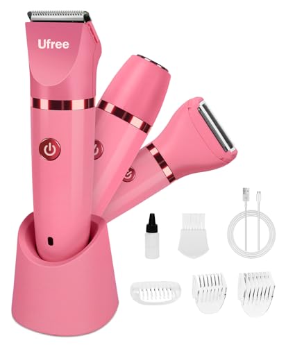 Ufree Rose Red 3-in-1 Women's Bikini Trimmer & Electric Razor Kit