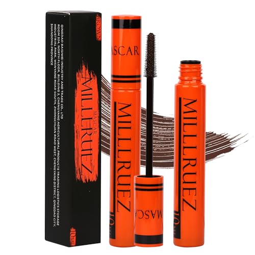Brown Dramatic Mascara - Tapered Cone Brush, Smudge-Proof, 10ml