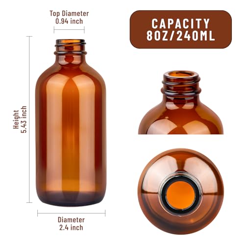 24 Pack 8 oz Amber Glass Bottles with Caps, Labels & Funnels