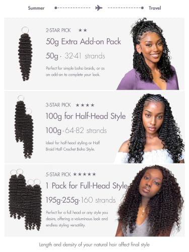 LUVME Deep Wave Crochet Hair for Black Women - 22 Inch, 50g