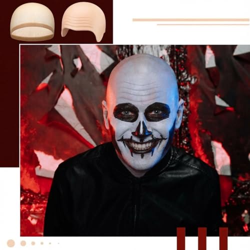 Halloween Bald Cap Latex Head Wig Makeup Costume Set