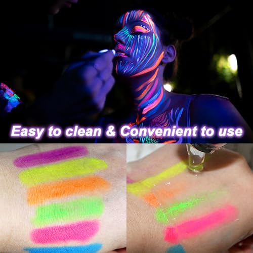 Glow in the Dark Face Paint Pen Set - 10 Colors UV Black Light