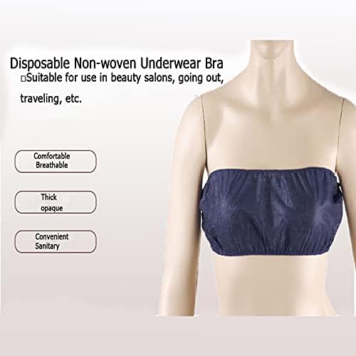 50 Pcs Beauty Salon Disposable Underwear Bra Travel Breast Wrap Beauty SPA Use Special Bodice Breathable Comfortable Adjustable Elitzia ETBR001 (Navy Blue)