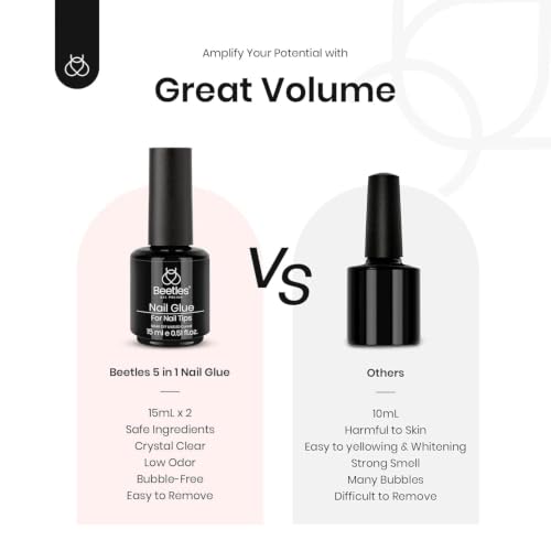 Beetles Gel Nail Glue Kit 2x15ml - 5-in-1 Base Gel & Rhinestone Adhesive