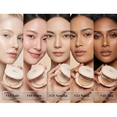 Minimerry Long Wear Cushion Foundation #23 SAND 13 g / 0.45 oz, Matte Finish Korean Makeup, Full Coverage & Semi Matte, 5 Shades for All Skin Tones
