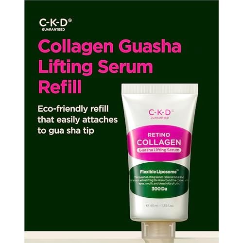 CKD Retino Collagen Gua Sha Face Serum [Refill] - Lifting Serum for Firming, Tightening, Anti-Aging, and Hydrating. Stainless Steel Roller. Korean Skin Care. 1.35 fl oz