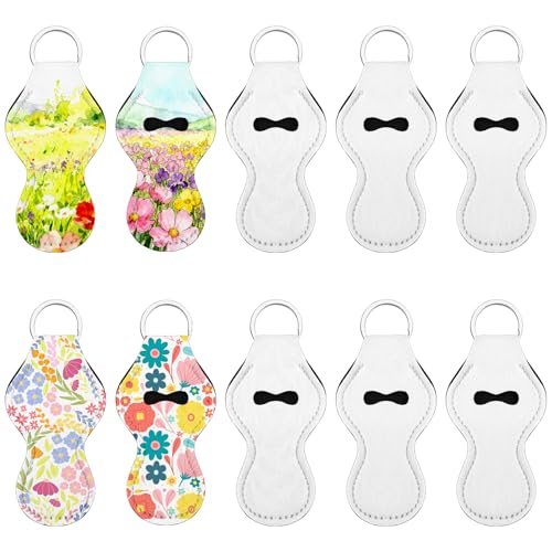 10-Pack Sublimation Chapstick Holder Keychains, White Neoprene