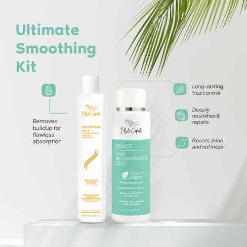 I Belli Capelli Venice Organic Keratin Hair Treatment Straightening, Smoothing Keratin 16.9 fl.oz + Deep Cleansing Shampoo 10 fl.oz- keratina Organica Sin Formol Para Alisar el Pelo - Complete Set