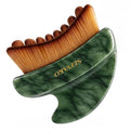 SEFVAKO Dual-Ended Lymphatic Face Brush & Jade Gua Sha - Brown & Green