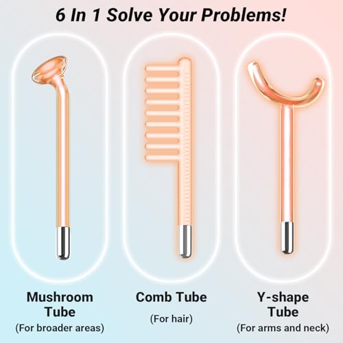 TUMAKOU High Frequency Facial Wand with 6 Glass Tubes