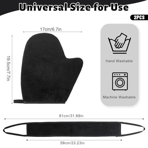 Self Tanning Mitts, Back Self Tanner Applicator Double Sided Reusable Sunless Tanning Mittens 4 in 1 Tanner Gloves with Thumb for Tan Lotion