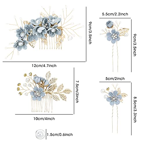 inSowni 20-Piece Dusty Blue Bridal Hair Comb & Pin Set