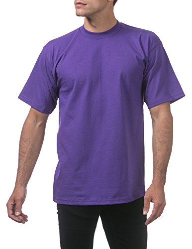 Pro Club Men's Heavyweight Cotton Short Sleeve Crew Neck T-Shirt, Purple, Small