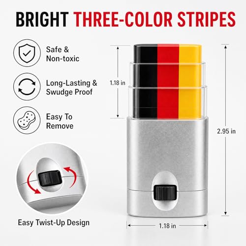 Black Red Yellow Face Paint Stick - Sports Makeup for Football & Baseball