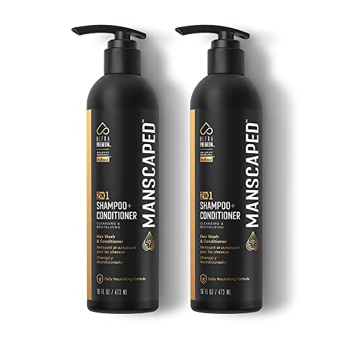 MANSCAPED® 2 In 1 Shampoo & Conditioner, UltraPremium Formula Infused with Sea Kelp, Coconut Water, Aloe for Nourishing and Hydrating Hair (16 oz), 2 Pack