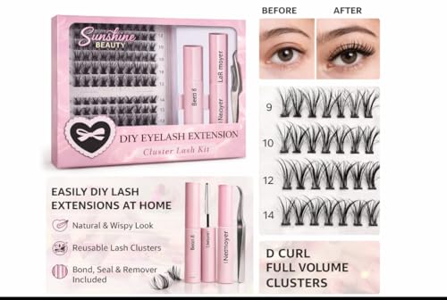 DIY Cluster Lash Extension Kit with Bond, Seal & Remover