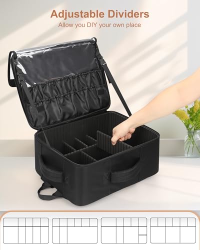 Relavel Extra Large Makeup Backpack with 4 Clear Bags & Brush Storage