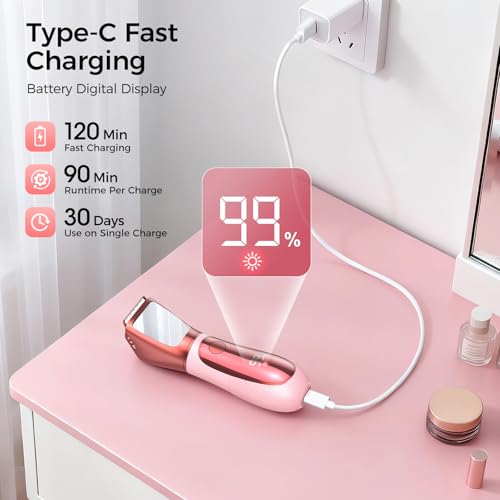 2-in-1 Electric Bikini Trimmer for Women, IPX7 Waterproof