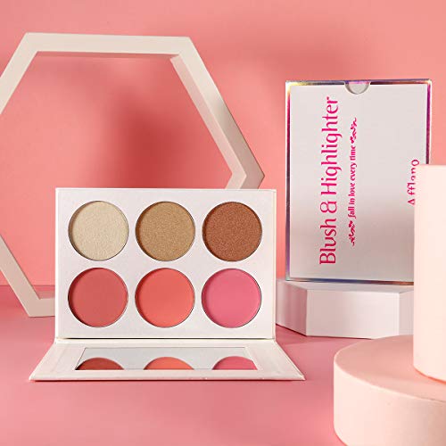 Blusher & Highlighter Palette Set - 6 Colors