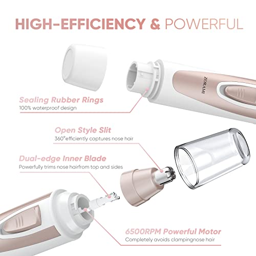 ZORAMI Ear and Nose Hair Trimmer - Waterproof, Dual Edge Blades