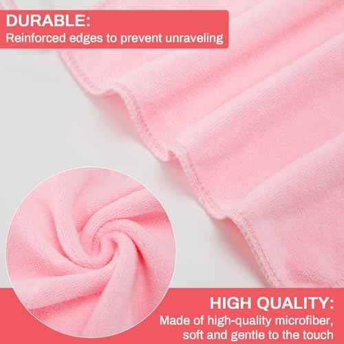 Microfiber Makeup Remover Cloth Face Towels Makeup Pads Soft Fingertip Face Wash Cloth Reusable Machine Washable High?Absorbency Quick?Dry Cleansing Facial Towels 12 ¡¿ 12 in 6 Pack??Light Pink