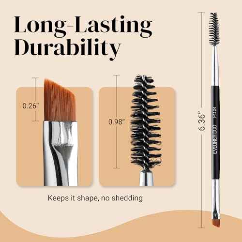 KESHIMA Angled Eyeliner Brush Duo ? Extra Fine Precision Eye Liner Brush & Spoolie ? Dual-Ended Tool for Liner Application, Eyebrow Grooming, Shaping & Blending Powders, Gels & Liquids