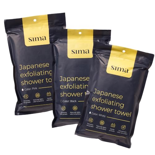 Sima - Bundle - Exfoliating Body Towels Black + Pink + White