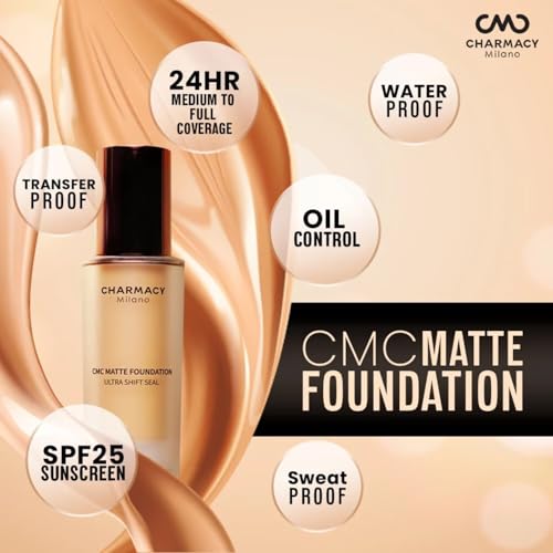 Charmacy Matte Liquid Foundation - 24hr Waterproof Full Coverage