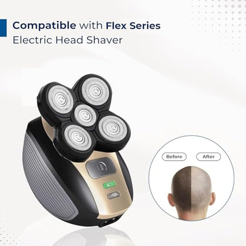 2 Pack Shaver Replacement Blades Compatible with Freedom Head Electric Razor Shaving, 5 Blades Shaver Replacement Heads for Head Shavers for Bald Men, Replacement Blades for Head Shaver Kit, 2 Brush