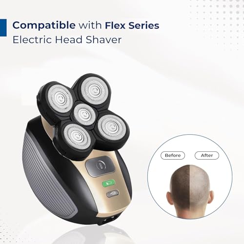 4 Pack Shaver Replacement Blades Compatible with Freedom Head Electric Razor Shaving, 5 Blades Shaver Replacement Heads for Head Shavers for Bald Men, Replacement Blades for Head Shaver Kit, 2 Brush
