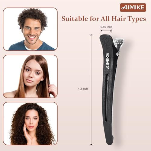 AIMIKE Professional Duck Bill Hair Clips - 6pc Silicone Non-Slip Styling Set