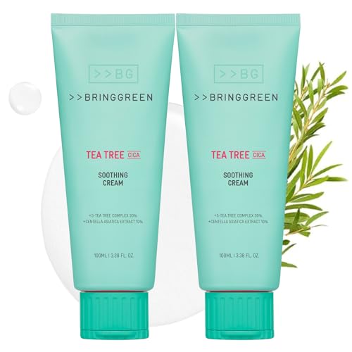 BRING GREEN Tea Tree Cica Soothing Cream Plus 100ml Korean Skin care (Pack of 2)
