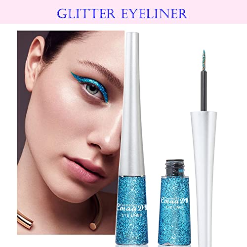 16 Colors Liquid Glitter Eyeliner Set, Waterproof Metallic