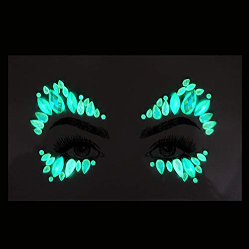 face jewels for women festival face gems self adhesive halloween sticker fluorescent temporary tattoo face and body jewels for music festival edm party halloween(TP347 Surround)