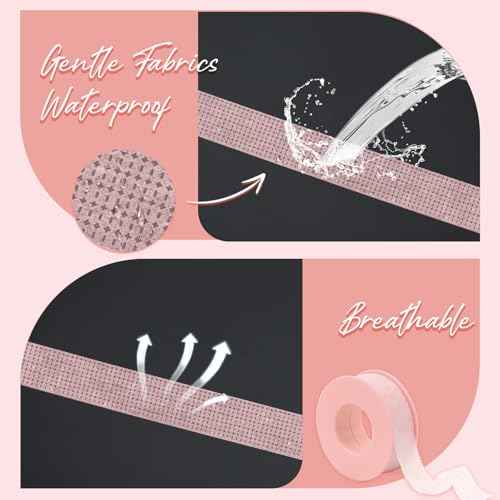 Lash Tape for Eyelash Extensions - Silicone Gel Eyelash Tape Eyelash Extension Tape for Sensitive Skin Pain Free Removal Breathable Micro Eyelash Extension Supplies£¨0.49in x 3.94yd£¬5Rolls Pink£©