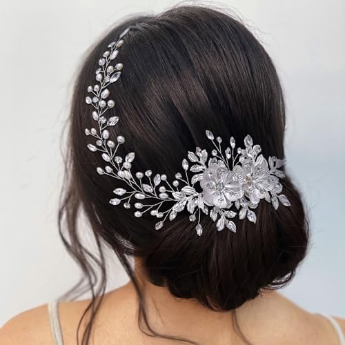Silver Bridal Hair Comb Headpiece - Wedding Headwear