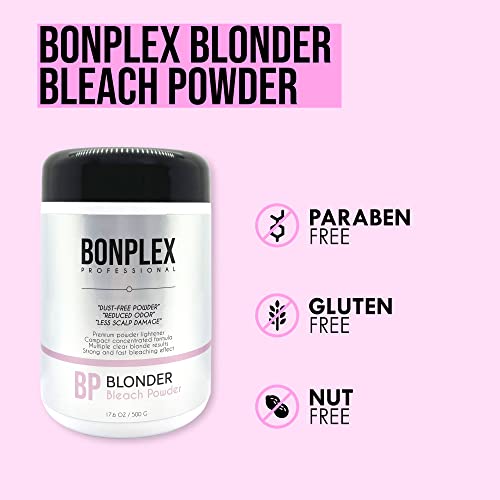 BONPLEX Blonder Bleach Powder | Dust Free | Reduced Odor | Less Scalp Damage | Compact Powder Lightener | Multiple Clear Blonde Results | Strong and Fast Bleach Powder 17.6 oz