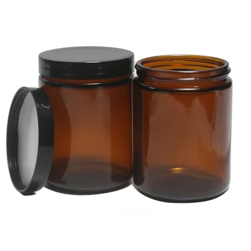 8oz Amber Glass Jars with Lids (2-Pack) - Cosmetic Storage