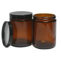 8oz Amber Glass Jars with Lids (2-Pack) - Cosmetic Storage