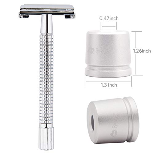 WEISHI Chrome Long Handle Butterfly Open Double Edge Safety Razor Kit - 1 Razor, 1 Stand & 10pcs Blades