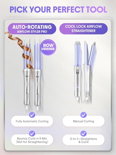SHEGLAM 1-Inch One Touch Airflow Styler Pro Automatic Rotating Curling Iron with Cool Air Technology